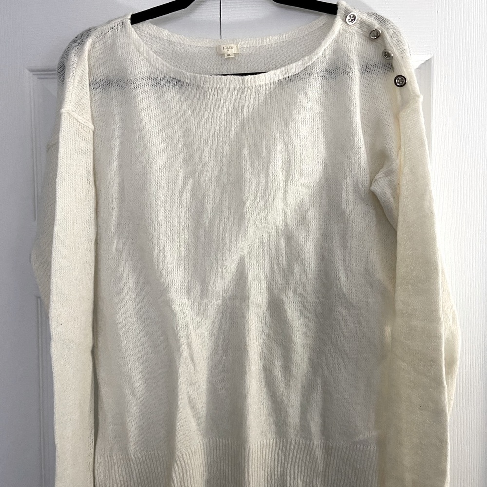 J CREW scoop neck sweater w/button detail